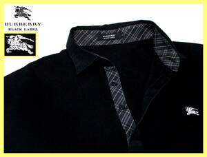 大人気サイズ L(3)バーバリーブラックレーベル BURBERRY BLACK LABEL ホース刺繍 襟内・前立てノバチェックデザイン ポロシャツ 日本製