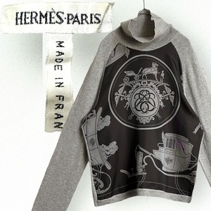 美品☆カシミヤ＆シルク☆HERMES マルジェラ期 Martin Margiela ニット ドッキング SEDA SILK cashmere 異素材 タートルネック セーター L