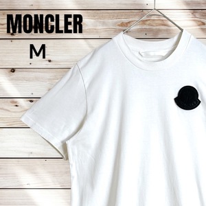 23年製☆人気デザイン☆MONCLER モンクレール Tシャツ ワッペンロゴ M オフホワイト 白 アップリケ コットンジャージー SILK WHITE 正規品