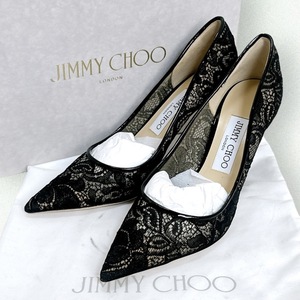 極美品☆超人気モデル☆JIMMY CHOO ジミーチュウ シャンティフローラルレース ハイヒール 黒 ブラック 36.5/23.5CM ブライダル bridal