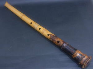 (QQ7) сякухати форма гора 2 сяку 2 размер серебряный sanshin ротанг наматывать кото старый . примерно 67cm Zaimei традиционные японские музыкальные инструменты 