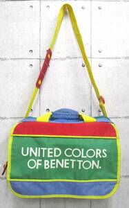 UNITED COLORS OF BENETTON ユナイテッド カラーズ オブ ベネトン 2way ショルダーバッグ 斜め掛け メッセンジャー ブルー マルチ 現状品