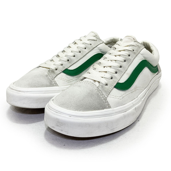 バンズ ヴァンズ オールドスクール ホワイト グリーン 27.5cm VANS OLD SKOOL 正規品 本物 カジュアル サーフ スケート SURF SKATE 白 緑