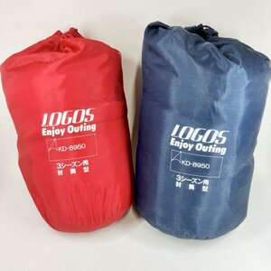 1円〜 【LOGOS】Enjoy Outing KD-8950 3シーズン用 封筒型 寝袋 シュラフ 2個セット まとめ 車中泊 キャンプ レジャー アウトドア 現状品