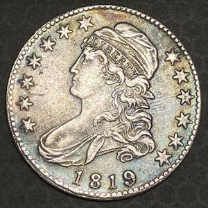 アメリカ古銭　1819年　約12.26g リバティ　50c 銀貨　記念硬貨　イーグル　自由の女神　レア