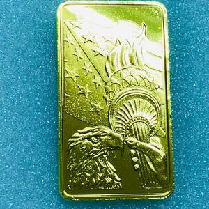 外国古銭 アメリカ 記念硬貨 自由の女神 記念金貨　ゴールドバー 大型金貨 重さ約31.51g カプセル付き