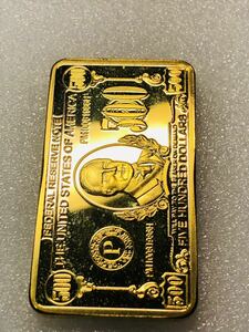 外国古銭 アメリカ 記念硬貨 大統領ワシントン 　　記念金貨　ゴールドバー 大型金貨 重さ約31.48g 