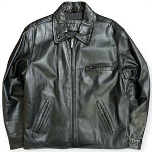 美品 GUESS 90s 00s ビンテージ レザージャケット ブラック オーバーサイズ 表記M 着用感L