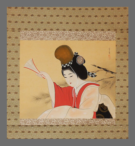 [Authentic] ■Yokoo Yoshigetsu■Dancing Woman■Painter who specialized in painting beautiful women■Hand-painted■Hanging scroll■Japanese painting■, Painting, Japanese painting, person, Bodhisattva