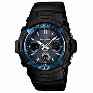 未使用 CASIO G-SHOCK Gショック AWG-M100A-1A (AWG-M100A-1AJF同等) 電波ソーラー タフソーラー 黒×青 マルチバンド6 腕時計