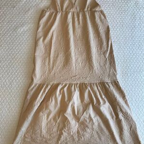 エンボス加工 ぽこぽこ ワンピース ベージュ バッグリボン