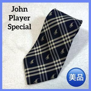 【美品】john player special ポロ 柄 シルク ネクタイ