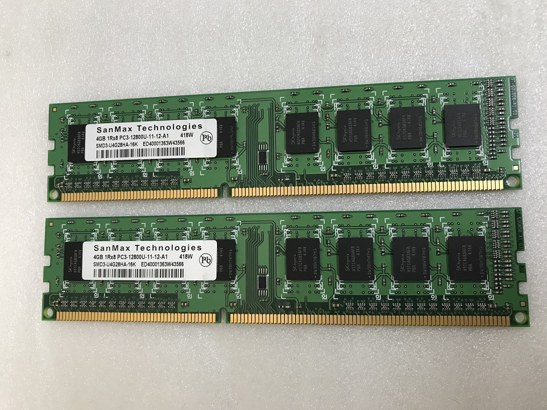 ■SanMax SMD3-S4G28HA-16K 2枚セット ※PC3-12800S/DDR3-1600 SK hynixチップ 204Pin DDR3 S.O.DIMM 8GB(4GB x2) 動作品 ■SanMax SMD3-S4G28HA-16K 2枚セット ※PC3-12800S/DDR3-1600 SK hynixチップ 204Pin DDR3 S.O.DIMM 8GB(4GB x2) 動作品