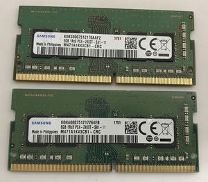 SAMSUNG 1Rx8 PC4-2400T 8GB 2枚組 1セット 16GB DDR4 ノート用メモリ 260ピン ECC無し PC4-19200 8GB 2枚で 16GB DDR4 LAPTOP RAM