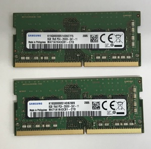 SAMSUNG PC4-2666V 8GB 2枚組 1セット 16GB DDR4 ノートパソコン用メモリ 260ピン ECC無し PC4-21300 8GB 2枚 16GB DDR4 LAPTOP RAM