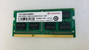 TRANSCEND PC3L-12800S 8GB DDR3L ノートPC用 メモリ 204ピン ECC無し DDR3L-1600 8GB DDR3L LAPTOP RAM