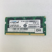 CRUCIAL 2rx8 PC3-12800S 8GB DDR3-1600 8GB DDR3ノートパソコン用メモリ 204ピン ECC無し LAPTOP RAM メモリ 中古動作確認済み_画像1