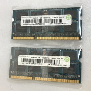 RAMAXEL 2Rx8 PC3-12800S 4GB 2枚組 1セット 8GB DDR3 ノート用メモリ 204ピン ECC無し DDR3-1600 4GB 2枚で 8GB DDR3 LAPTOP RAM