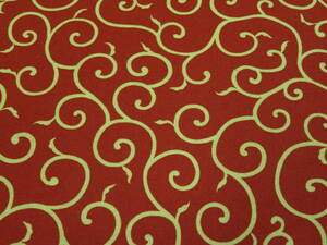 1m単位販売 N-52 からくさ 唐草 カラクサ 赤色 レッド 唐草模様 赤 約110㎝幅 和柄 和調 和風 薄手 布 生地 布地 日本製 風呂敷 綿 柄 臙脂