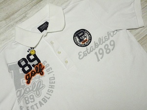 【即決】爽やか おしゃれ 5 L相当 パーリーゲイツ PEARLY GATES 鹿の子ポロシャツ 半袖 ホワイト ロゴ刺繍 日本製 ゴルフウェア メンズ