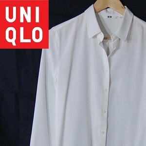 ユニクロUNIQLO■クリーニング済み レーヨンブラウス 長袖■M■ホワイト ※IW4412083