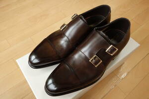 【未使用品】Santoni ダブルモンクストラップ 5.5 ダークブラウン グッドイヤー