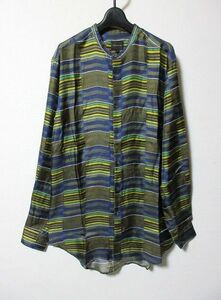 S 新品 定価47300円 BANANATIME バナナタイム SLIM GRANDAD SHIRT 総柄 シルク シャツ