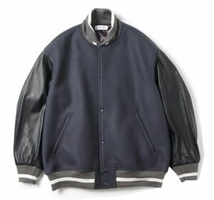 22AW 定価74800円 Graphpaper グラフペーパー Scale Off Melton Stadium Jacket 袖レザー スタジャン ジャケット 2