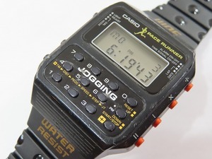 CASIO/オールドカシオ ペースランナー ジョギング 電卓付 J-100.183 電池交換済み 中古品