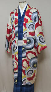  large ... length feather woven * kimono ...!.., peace umbrella. ko Large . pattern, single, length 122cm,.72cm