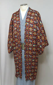  large ... length feather woven * kimono ...! silk, black series,., length 118cm,.74cm