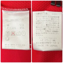 日本製 美品 BLACK&WHITE ブラック&ホワイト / 吸汗速乾 ストレッチ 半袖 ボタンダウン ポロシャツ トップス メンズ M / 赤 ゴルフウェア_画像9