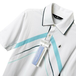新品 未使用 Munsingwear マンシングウェア 快適 ネッククーラー 半袖 ポロシャツ / メンズ L サイズ / 白 吸汗速乾 デサント ゴルフウェア