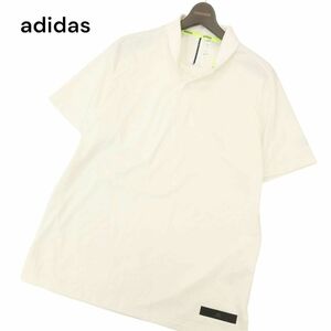 adidas アディダス 春夏 半袖 ロゴプリント★ ポロシャツ Sz.XL　メンズ 白 大きいサイズ　C4T03757_4#A