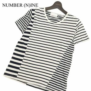 NUMBER (N)INE ナンバーナイン 春夏 半袖 ボーダー柄 カットソー Tシャツ Sz.2　メンズ 日本製 黒 × 白　C4T04027_4#A