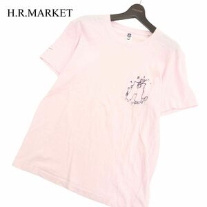 H.R.MARKET ハリウッドランチマーケット 春夏 半袖 プリント★ ポケットTシャツ Sz.2　メンズ ハリラン ピンク 日本製　C4T04021_4#A