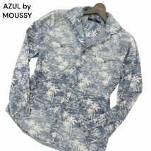 AZUL by MOUSSY アズール マウジー 通年 長袖 ヤシ柄 総柄 ワーク シャツ Sz.M　メンズ　C4T04051_4#C_画像1