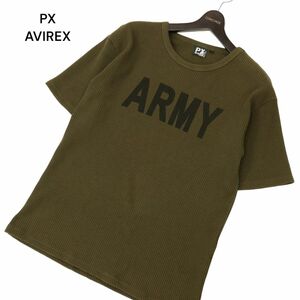 PX AVIREX アヴィレックス 春夏 半袖 プリント ミニワッフル サーマル★ カットソー Tシャツ Sz.XL　メンズ 大きいサイズ　C4T04084_4#D