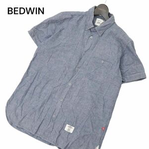 BEDWIN & THE HEARTBREAKERS ベドウィン 春夏 半袖 ボタンダウン シャンブレー シャツ Sz.3　メンズ　C4T04082_4#A