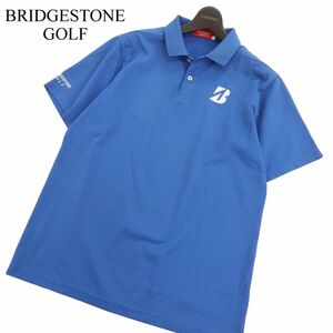 BRIDGESTONE GOLF ブリヂストン ゴルフ 春夏 半袖 ロゴ刺繍★ ポロシャツ Sz.L　メンズ 日本製 青　C4T04039_4#A