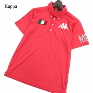 Kappa GOLF カッパ ゴルフ 春夏 半袖 ロゴプリント★ 国旗刺繍 ボタンダウン ポロシャツ Sz.L　メンズ ピンク　C4T04038_4#A