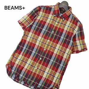 BEAMS+ ビームス プラス 春夏 インド綿★ 半袖 ボタンダウン マドラス チェック シャツ Sz.XS　メンズ 日本製　C4T03994_4#A