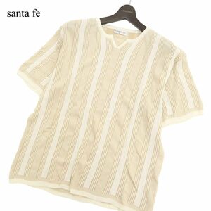 santa fe サンタフェ 春夏 半袖 ストライプ★ ニット Tシャツ Sz.48　メンズ 日本製　C4T04031_4#J