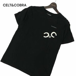 CELT&COBRA ケルト＆コブラ 春夏 半袖 ロゴワッペン★ カットソー Tシャツ Sz.S　メンズ 黒 日本製　C4T04076_4#D