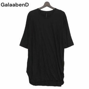 GalaabenD ガラアーベント 春夏 半袖 ロング丈 【麻 リネン混】 カットソー Tシャツ Sz.L　メンズ 黒 日本製　C4T04311_5#A