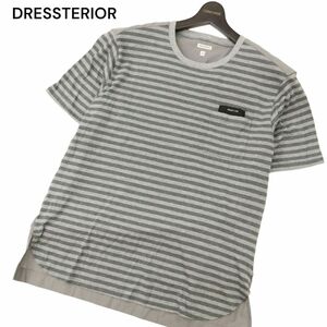 DRESSTERIOR ドレステリア 春夏 半袖 ボーダー 切替 ポケット カットソー ポケTシャツ Sz.L　メンズ グレー 日本製　C4T04318_5#D