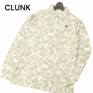 CLUNK クランク 長袖 【カモフラ 迷彩】 ロゴ刺繍★ ストレッチ ハーフジップ ポロシャツ Sz.O　メンズ ゴルフ 大きいサイズ　C4T04322_5#C