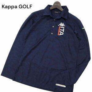 Kappa GOLF カッパ ゴルフ 通年 長袖 ロゴプリント 幾何学柄 ジャガード ストレッチ ポロシャツ Sz.L　メンズ ネイビー　C4T04345_5#C