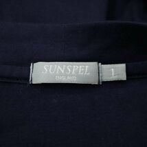 SUNSPEL ENGLAND サンスペル 通年 Ｖネック 羽織り ハイゲージ コットン カーディガン Sz.L　メンズ ネイビー 日本製　C4T04416_5#O_画像5