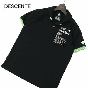 DESCENTE デサント Move Sport★ 春夏 半袖 ロゴプリント Fレイヤード ポロシャツ Sz.M　メンズ 黒 トレーニング　C4T04414_5#A